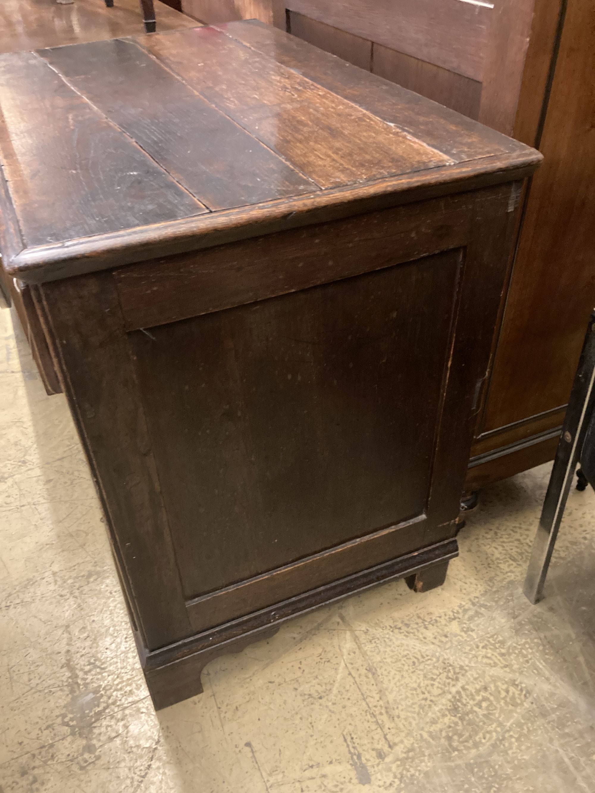 A 17th century style oak three drawer chest, width 79cm, depth 52cm, height 76cm